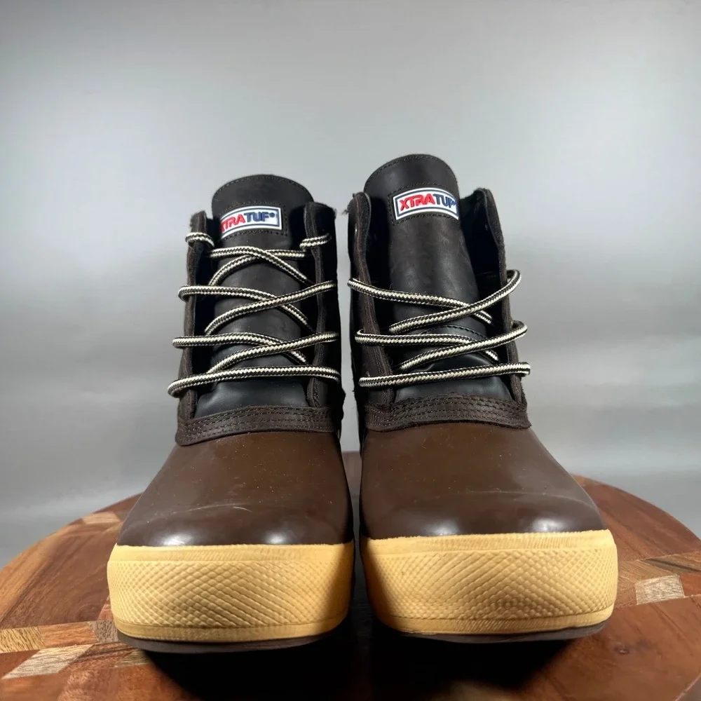 XTRATUF Legacy Lace Women 9 Brown Leather Waterproof Duck Deck Boots 080021CHU